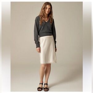 J Crew Skirt XS Gwen Knee Length Slip Cream